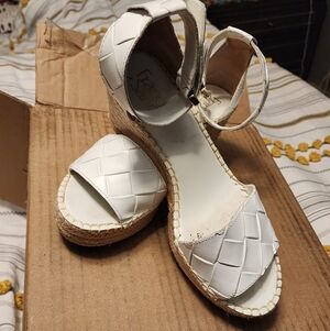 Franco Sarto White Woven Wedges